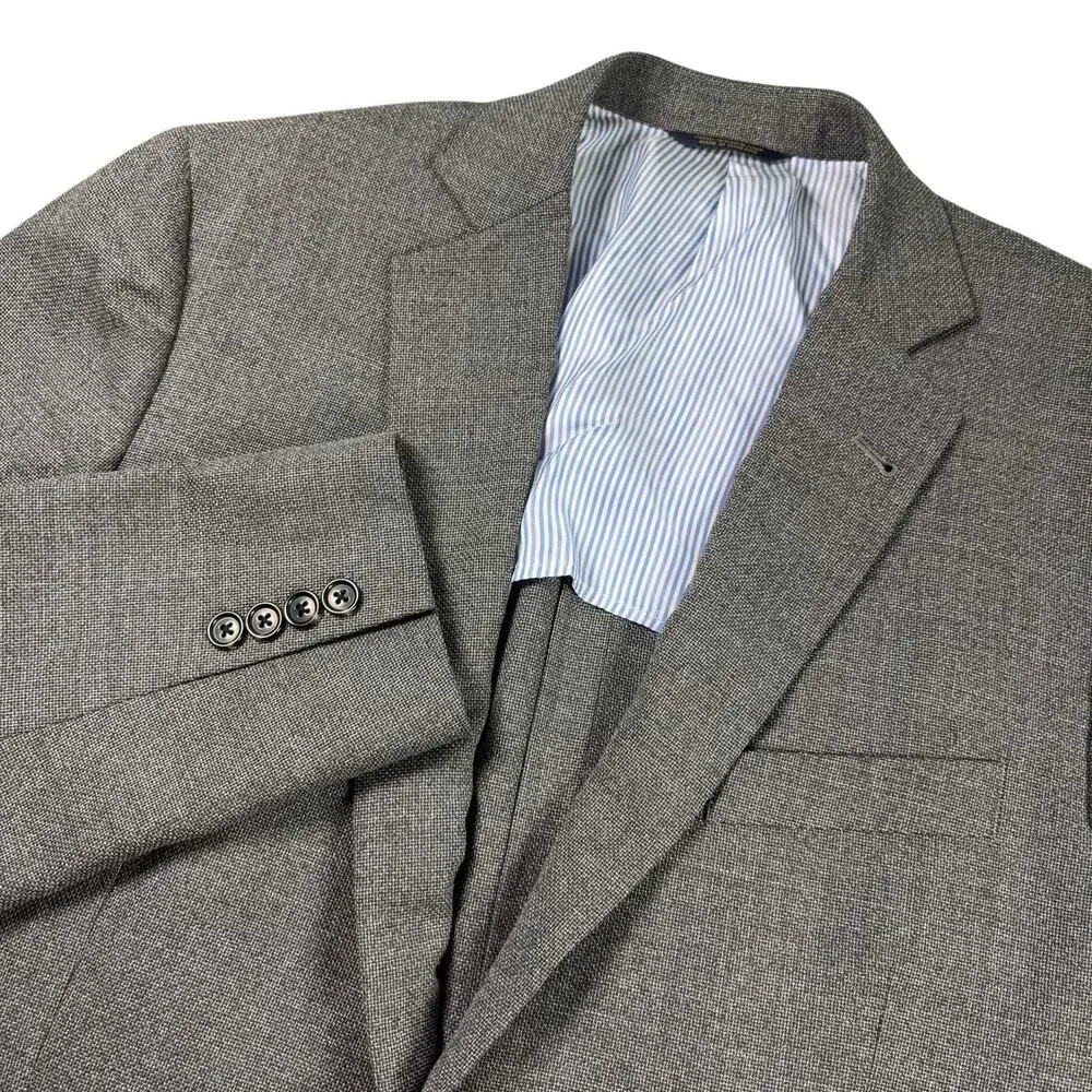 Brooks Brothers Wool Suit Jacket Men 42L Gray Fitzgeral 1818 Blazer Sport Jacket